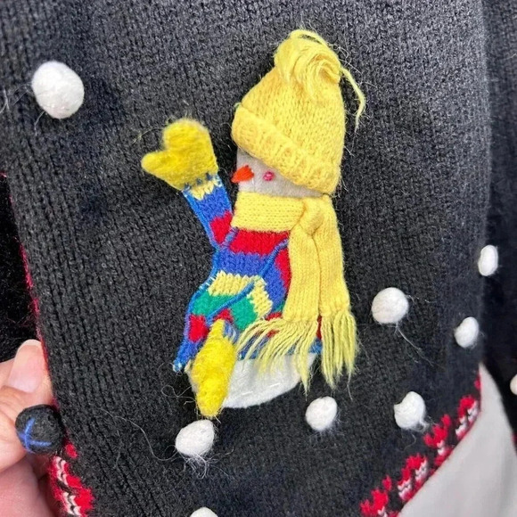 Karen Scott Size Small Christmas Sweater Snowman 3D Holiday - Picture 11 of 14